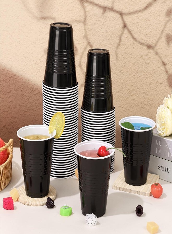 tchrules 100 Pack 16 oz Black Plastic Cups, Disposable Party Cups for Halloween, Black Drinking Cup Bulk for Graduation Birthday Wedding Anniversary Picnic Pool Bachelor Holiday Party Supplies - Image 3